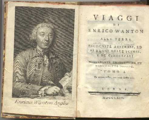 copertina di Viaggi di Enrico Wanton alle terre incognite australi, ed ai regni delle scimie e de' cinocefali